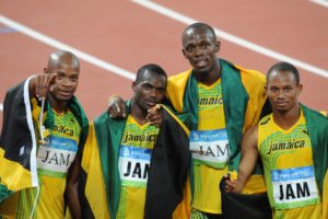 asafa-powell-nesta-carter-usain-bolt-et-michael-frater-a-pekin-le-22-aout-2008